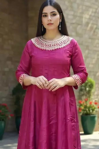 Women Ethnic Motifs Embroidered Anarkali Kurta with Trousers