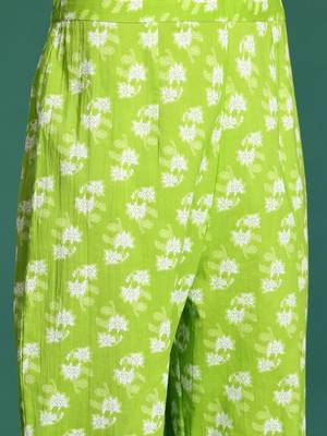 Floral Printed Empire Sequinned Pure Cotton Kurta with Trousers 3