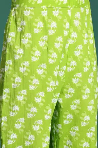 Floral Printed Empire Sequinned Pure Cotton Kurta with Trousers
