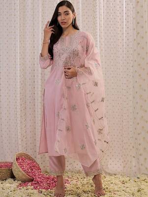 Women Ethnic Motifs Embroidered Regular Mirror Work Kurta with Trousers & With Dupatta 1