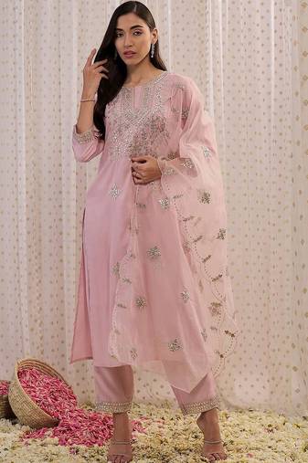 Women Ethnic Motifs Embroidered Regular Mirror Work Kurta with Trousers & With Dupatta