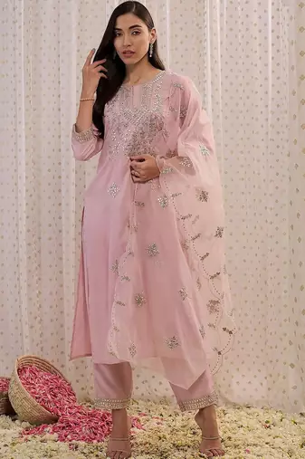Women Ethnic Motifs Embroidered Regular Mirror Work Kurta with Trousers & With Dupatta