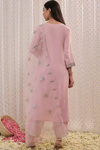 Women Ethnic Motifs Embroidered Regular Mirror Work Kurta with Trousers & With Dupatta