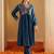 Floral Yoke Design Empire A-Line Sequinned Liva Kurta with Trousers