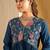 Floral Yoke Design Empire A-Line Sequinned Liva Kurta with Trousers