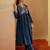Floral Yoke Design Empire A-Line Sequinned Liva Kurta with Trousers