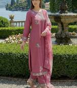 Women Floral Embroidered Regular Thread Work Kurta with Trousers & With Dupatta
