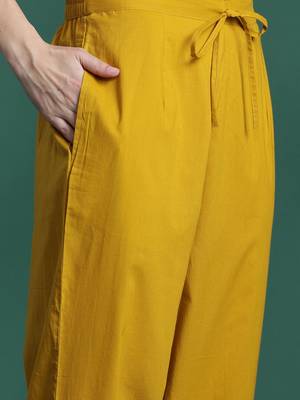 Floral Embroidered Thread Work Pure Cotton Kurta with Trousers & With Dupatta 3