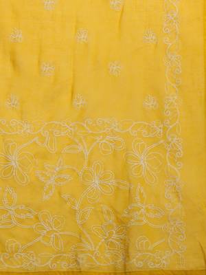 Floral Embroidered Thread Work Pure Cotton Kurta with Trousers & With Dupatta 4