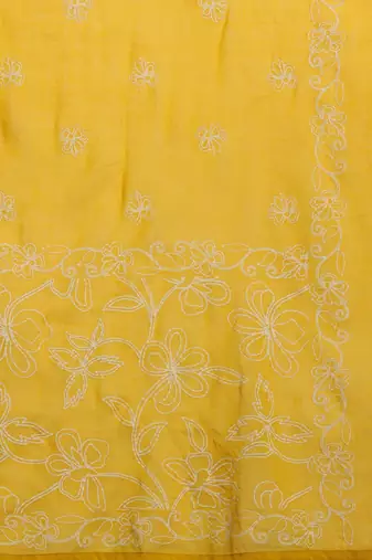Floral Embroidered Thread Work Pure Cotton Kurta with Trousers & With Dupatta