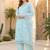 Women Floral Embroidered Regular Thread Work Kurta with Palazzos & With Dupatta