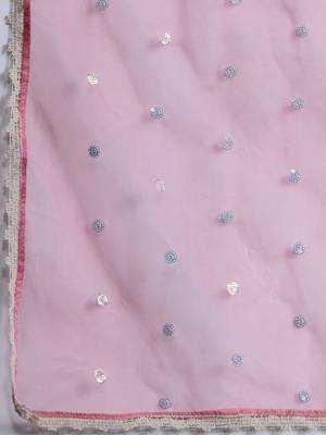 Floral Embroidered Sequinned Liva Kurta With Trousers & Dupatta 5