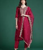 Women Embroidered Straight Kurta Set