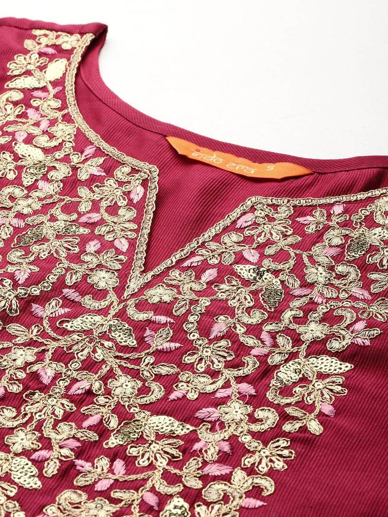 Women Embroidered Straight Kurta Set