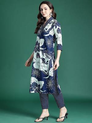 Floral Printed Regular Pure Cotton Kurta with Trousers & Dupatta 6