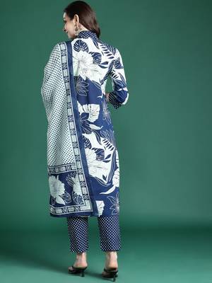 Floral Printed Regular Pure Cotton Kurta with Trousers & Dupatta 7