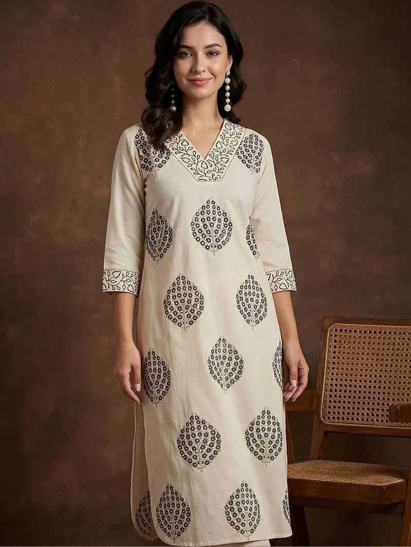Women Ethnic Motifs Printed Regular Sequinned Pure Cotton Kurta with Palazzos