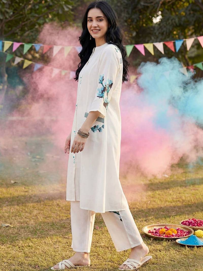 Women Floral Printed Regular Pure Cotton Kurta with Trousers