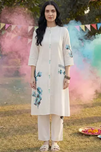 Women Floral Printed Regular Pure Cotton Kurta with Trousers