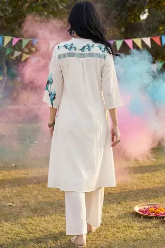 Women Floral Printed Regular Pure Cotton Kurta with Trousers
