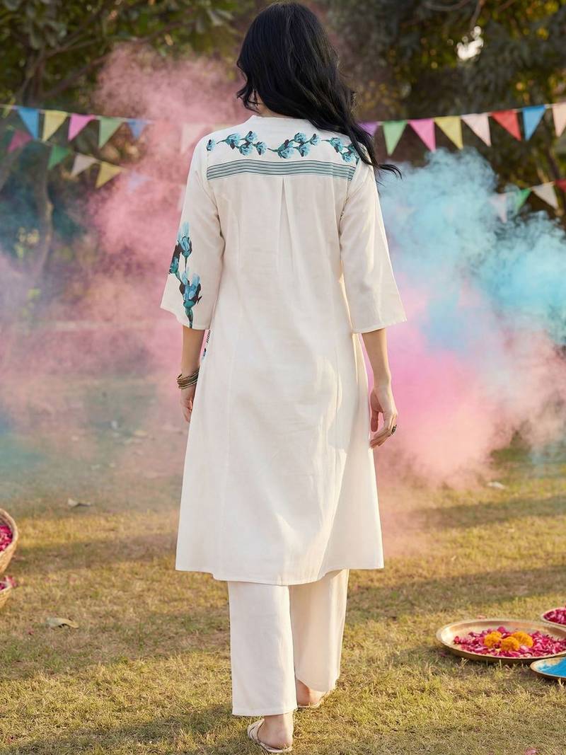 Women Floral Printed Regular Pure Cotton Kurta with Trousers