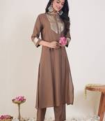 Sequinned Straight Kurta With Trouser