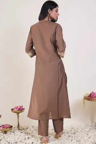 Sequinned Straight Kurta With Trouser