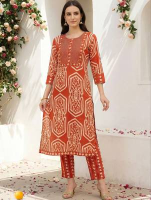 Women Ethnic Motifs Printed Regular Pure Cotton Kurta with Trousers 6