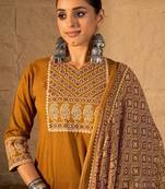 Women Printed Straight Pure Cotton Kurta Trousers With Printed Dupatta set
