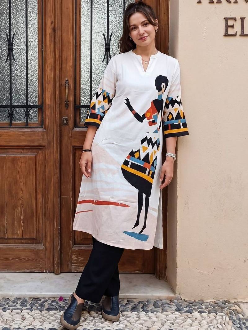 Women Printed Regular Kurta with Trousers
