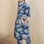 Floral Printed Pleated V Neck Straight Kurta With Trousers