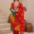 Women Leheriya Printed Regular Thread Work Kurta with Trousers & With Dupatta