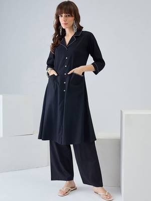 Women Regular Thread Work Pure Cotton Kurta with Trousers 4