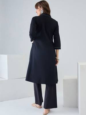 Women Regular Thread Work Pure Cotton Kurta with Trousers 5