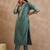 Floral Embroidered Straight Thread Work Kurta With Trouser