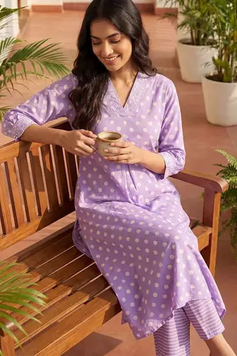 Women Printed Regular Pure Cotton Kurta with Trousers
