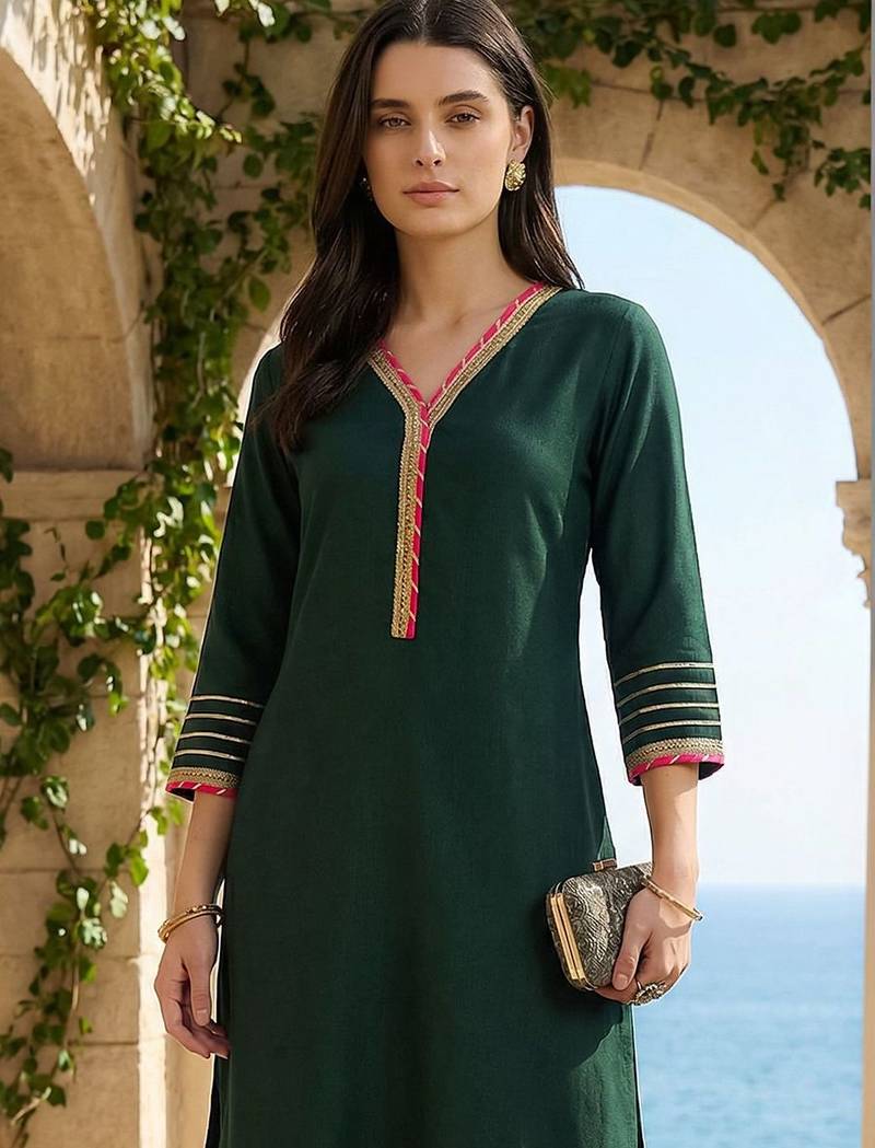 Women Regular Gotta Patti Liva Kurta with Trousers