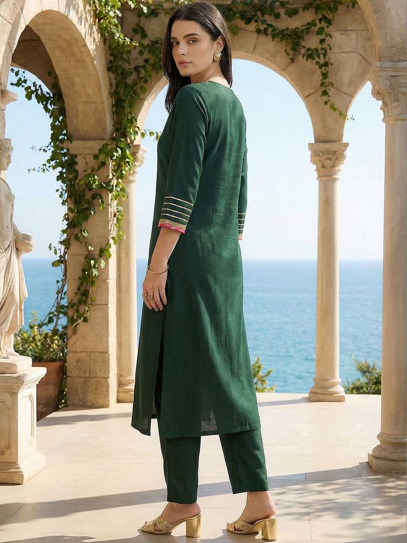 Women Regular Gotta Patti Liva Kurta with Trousers