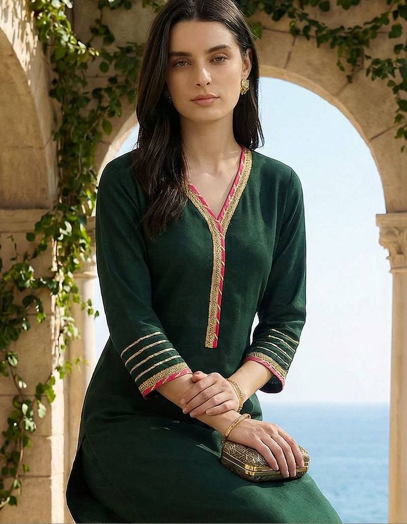 Women Regular Gotta Patti Liva Kurta with Trousers