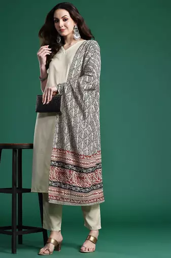 Women Regular Kurta with Trousers & With Dupatta