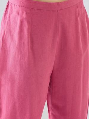 Women Dyed Regular Thread Work Kurta with Trousers 3