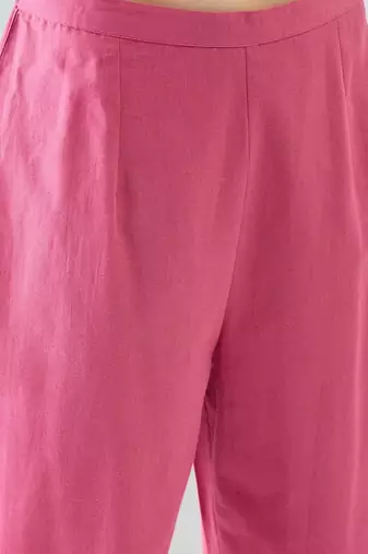 Women Dyed Regular Thread Work Kurta with Trousers