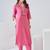 Women Dyed Regular Thread Work Kurta with Trousers