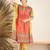 Orange Floral Printed Flared Kaftan Kurta with Trouser
