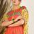 Orange Floral Printed Flared Kaftan Kurta with Trouser