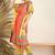 Orange Floral Printed Flared Kaftan Kurta with Trouser
