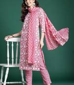 Women Ethnic Motifs Printed Regular Pure Cotton Kurta with Trousers & With Dupatta