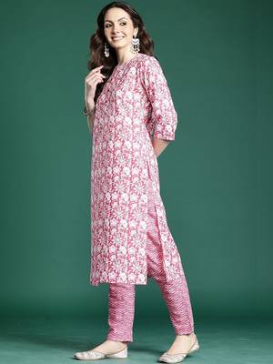 Women Ethnic Motifs Printed Regular Pure Cotton Kurta with Trousers & With Dupatta 2