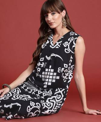 Ethnic Motifs Printed Pleated Pure Cotton Kurta with Trousers 1