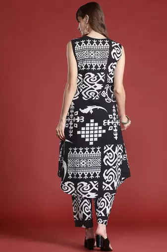 Ethnic Motifs Printed Pleated Pure Cotton Kurta with Trousers